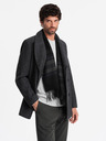 Ombre Clothing Pánsky krátky dvojradový kabát z vlnenej zmesi Ombre Clothing V1 OM-COWC-0115
