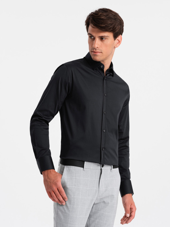 Ombre Clothing Pánska saténová košeľa Ombre Clothing SLIM FIT V4 OM-SHOS-0176