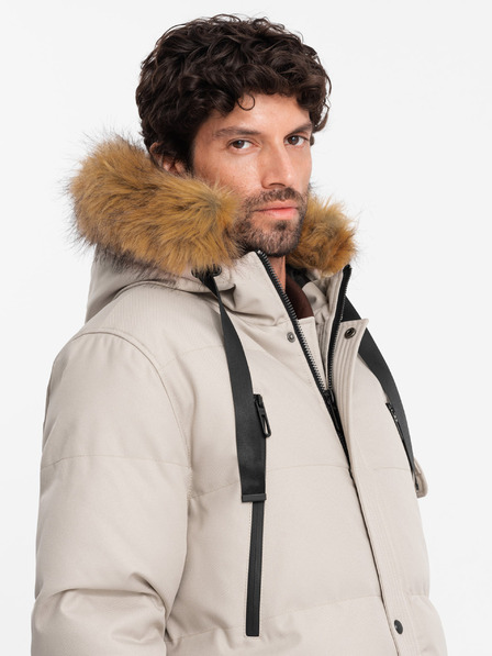 Ombre Clothing Pánska dlhá bunda parka s kapucňou Ombre Clothing