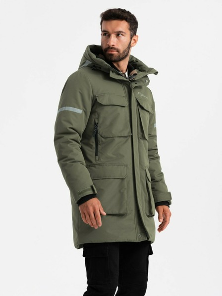 Ombre Clothing Pánska zateplená dlhá bunda Ombre Oblečenie