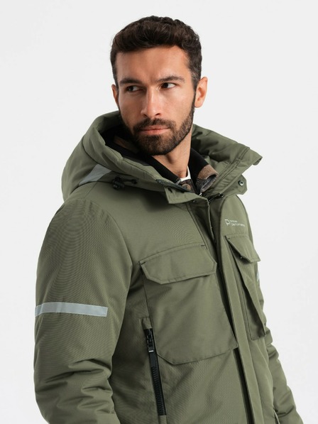 Ombre Clothing Pánska zateplená dlhá bunda Ombre Oblečenie