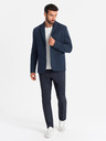Ombre Clothing Pánska bunda s kapucňou a vysokým golierom tmavomodrá Ombre Clothing