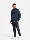 Ombre Clothing Pánska bunda s kapucňou a vysokým golierom tmavomodrá Ombre Clothing