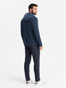 Ombre Clothing Pánska bunda s kapucňou a vysokým golierom tmavomodrá Ombre Clothing