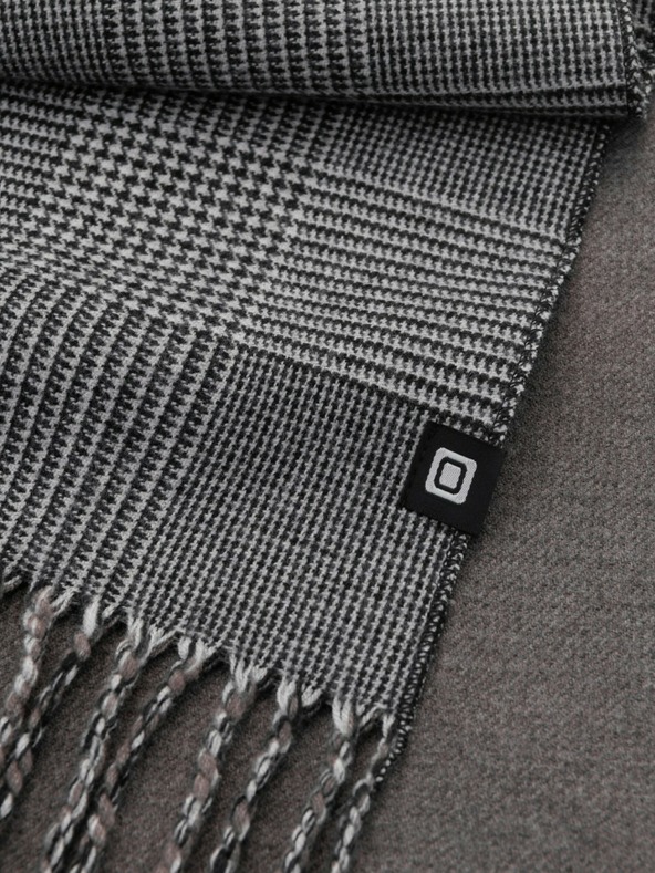 Ombre Clothing Pánska obojstranná károvaná šatka so strapcami čierna a biela Ombre Oblečenie