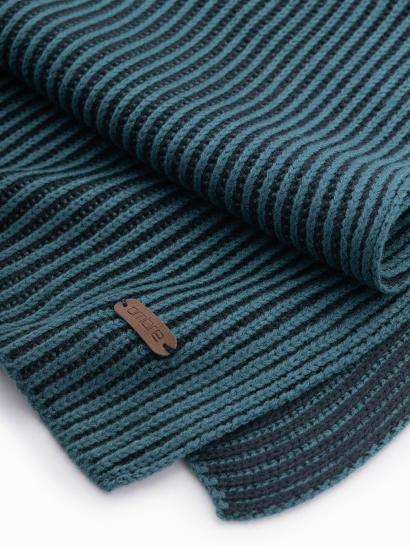 Ombre Clothing Pánska pletená dvojfarebná pruhovaná šatka tmavomodrá Ombre Clothing