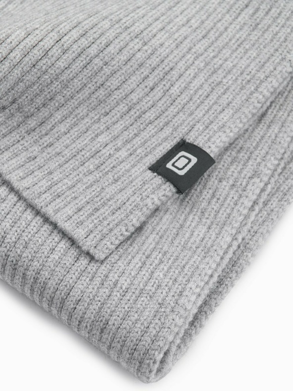 Ombre Clothing Pánska jednofarebná pletená rebrovaná šatka sivá Ombre Clothing