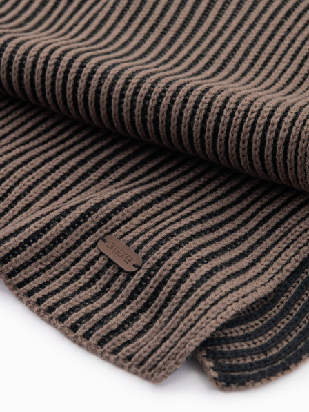 Ombre Clothing Pánska pletená šatka s dvojfarebnými pruhmi hnedá a čierna Ombre Oblečenie