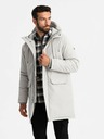 Ombre Clothing Pánska dlhá klasická bunda parka krémová Ombre Clothing