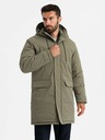 Ombre Clothing Pánska klasická dlhá bunda parka olivová Ombre Clothing