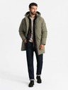 Ombre Clothing Pánska klasická dlhá bunda parka olivová Ombre Clothing