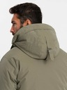 Ombre Clothing Pánska klasická dlhá bunda parka olivová Ombre Clothing
