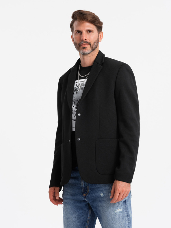 Ombre Clothing Pánska bunda s vysokým golierom a kapucňou čierna Ombre Clothing