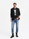 Ombre Clothing Pánska bunda s vysokým golierom a kapucňou čierna Ombre Clothing