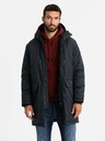 Ombre Clothing Pánska klasická dlhá bunda parka čierna Ombre Clothing