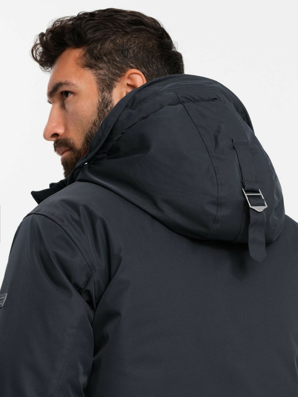 Ombre Clothing Pánska klasická dlhá bunda parka čierna Ombre Clothing