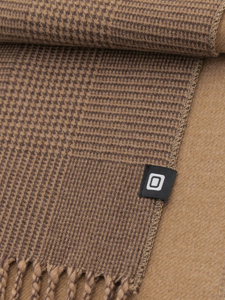 Ombre Clothing Pánsky obojstranný károvaný šál s lemami hnedý a béžový Ombre Oblečenie
