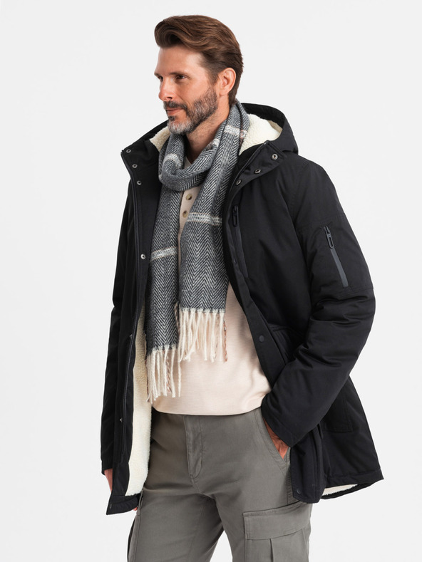 Ombre Clothing Pánska dlhá bunda parka Ombre Clothing