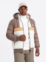 Ombre Clothing Pánska farebná retro športová bunda béžovo-biela Ombre Clothing