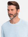 Ombre Clothing Pánsky melírovaný štruktúrovaný pletený sveter modrý Ombre Oblečenie