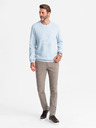 Ombre Clothing Pánsky melírovaný štruktúrovaný pletený sveter modrý Ombre Oblečenie