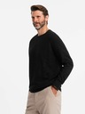 Ombre Clothing Pánsky raglánový sveter s rebrovanými rukávmi čierny Ombre Oblečenie