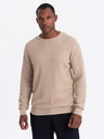 Ombre Clothing Pánsky melanžový štruktúrovaný pletený sveter sand Ombre Oblečenie