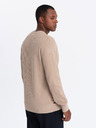 Ombre Clothing Pánsky melanžový štruktúrovaný pletený sveter sand Ombre Oblečenie