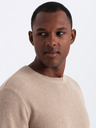 Ombre Clothing Pánsky melanžový štruktúrovaný pletený sveter sand Ombre Oblečenie