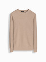 Ombre Clothing Pánsky melanžový štruktúrovaný pletený sveter sand Ombre Oblečenie
