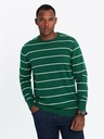 Ombre Clothing Pánsky ležérny sveter s vodorovnými pruhmi zelený Ombre Oblečenie