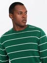 Ombre Clothing Pánsky ležérny sveter s vodorovnými pruhmi zelený Ombre Oblečenie