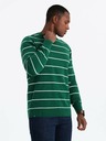 Ombre Clothing Pánsky ležérny sveter s vodorovnými pruhmi zelený Ombre Oblečenie