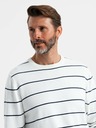 Ombre Clothing Pánsky ležérny sveter s horizontálnymi pruhmi krémový Ombre Oblečenie