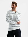 Ombre Clothing Pánsky ležérny sveter s horizontálnymi pruhmi krémový Ombre Oblečenie