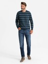 Ombre Clothing Pánsky ležérny sveter s vodorovnými pruhmi tmavomodrý Ombre Oblečenie