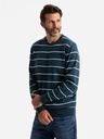 Ombre Clothing Pánsky ležérny sveter s vodorovnými pruhmi tmavomodrý Ombre Oblečenie