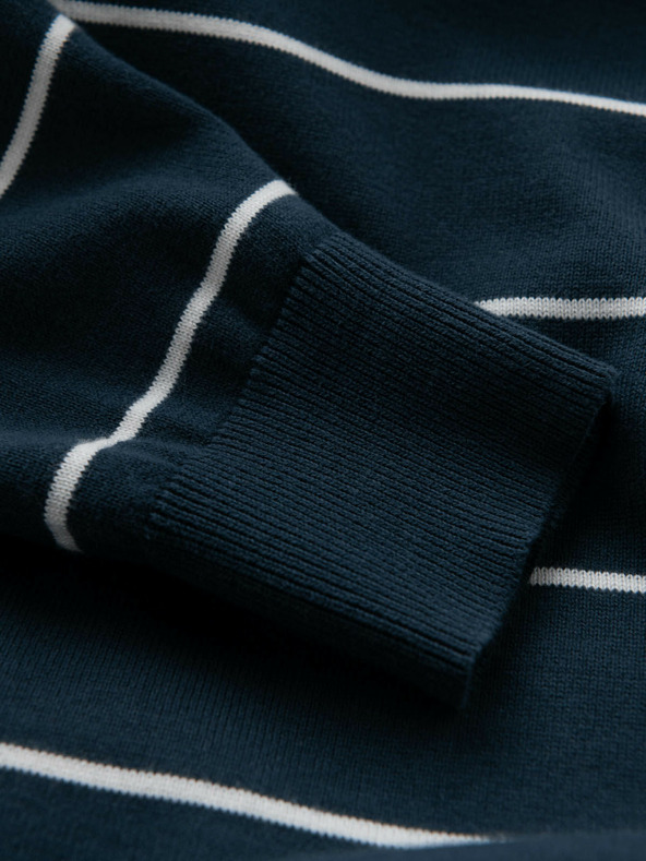 Ombre Clothing Pánsky ležérny sveter s vodorovnými pruhmi tmavomodrý Ombre Oblečenie