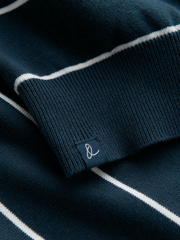 Ombre Clothing Pánsky ležérny sveter s vodorovnými pruhmi tmavomodrý Ombre Oblečenie