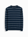 Ombre Clothing Pánsky ležérny sveter s vodorovnými pruhmi tmavomodrý Ombre Oblečenie