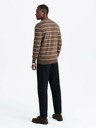 Ombre Clothing Pánsky ležérny sveter s vodorovnými pruhmi hnedý Ombre Oblečenie