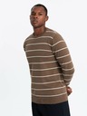 Ombre Clothing Pánsky ležérny sveter s vodorovnými pruhmi hnedý Ombre Oblečenie