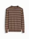 Ombre Clothing Pánsky ležérny sveter s vodorovnými pruhmi hnedý Ombre Oblečenie