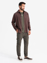 Ombre Clothing Pánske bežecké nohavice s vreckami a potlačou tmavo olivovo zelená Oblečenie Ombre