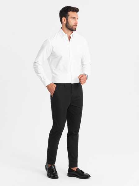 Ombre Clothing Pánske chinos nohavice REGULAR FIT čierne Ombre Clothing