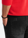 Ombre Clothing Pánske džínsové tepláky s asymetrickým prešívaním čierne Ombre Oblečenie