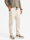 Ombre Clothing Pánske pletené tepláky s cargo vreckami krémové Ombre Clothing