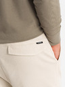 Ombre Clothing Pánske pletené tepláky s cargo vreckami krémové Ombre Clothing