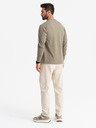 Ombre Clothing Pánske pletené tepláky s cargo vreckami krémové Ombre Clothing