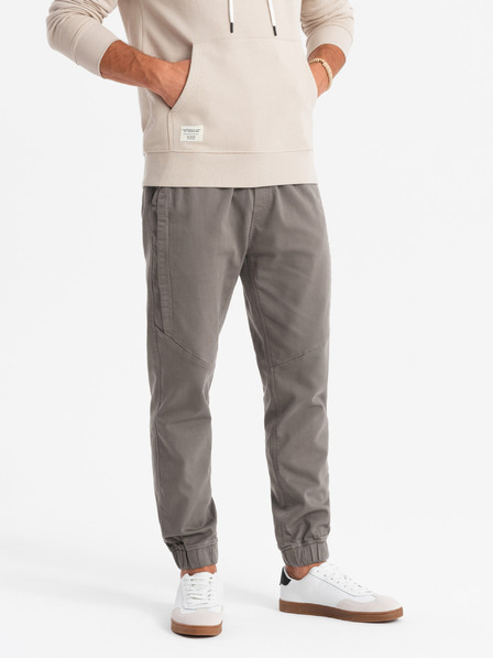 Ombre Clothing Pánske pletené tepláky so záhybmi graphite Ombre Oblečenie